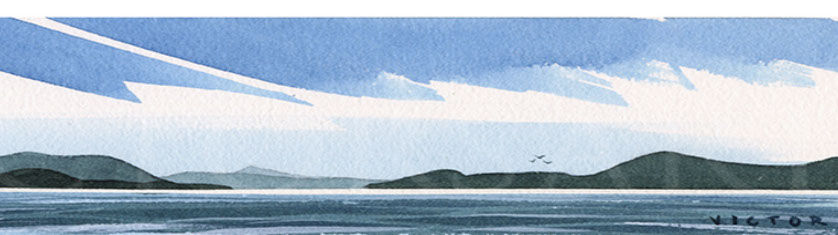 Watercolour painting, Strait of Juan de Fuca Sky